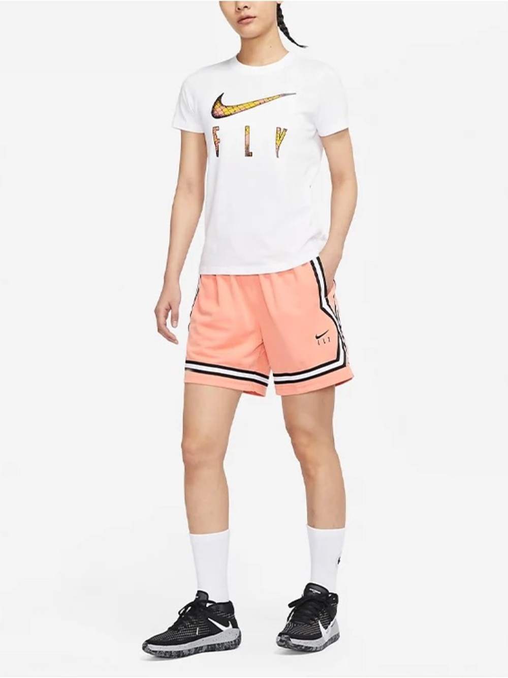 Nike Fly Crossover Embroidered Logo Colorblock Lacing Sports Shorts Pink